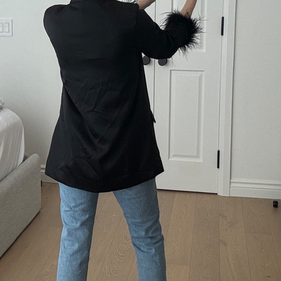 NWT Satin Blazer with Feather Cuffs from Strut & Bolt - Picture 6 of 6